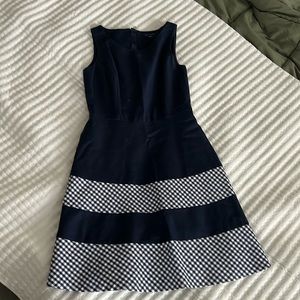 Tommy Hilfiger Navy Blue and Plaid Striped Dress